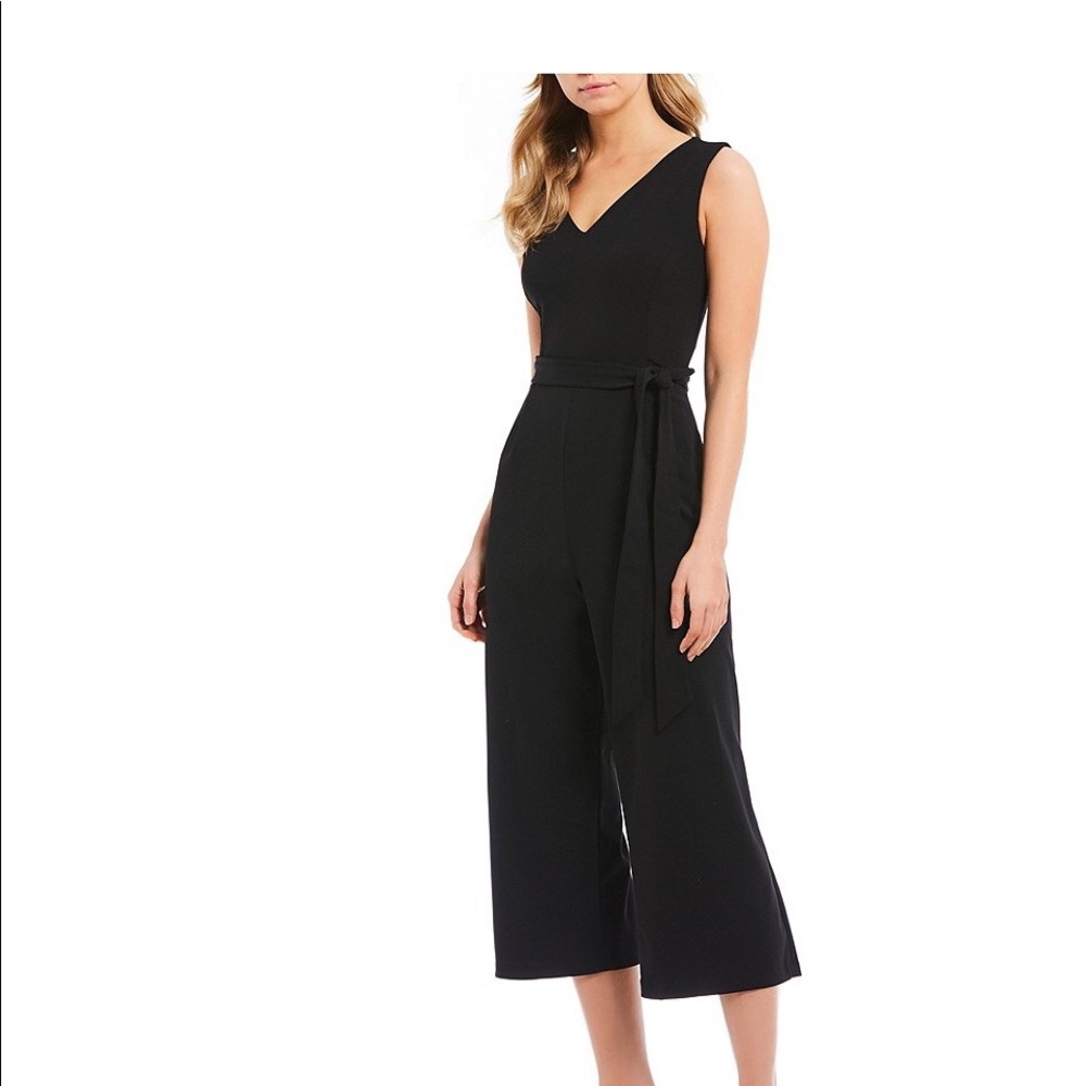 Black Sleeveless Wide Leg Cropped Jumpsuit